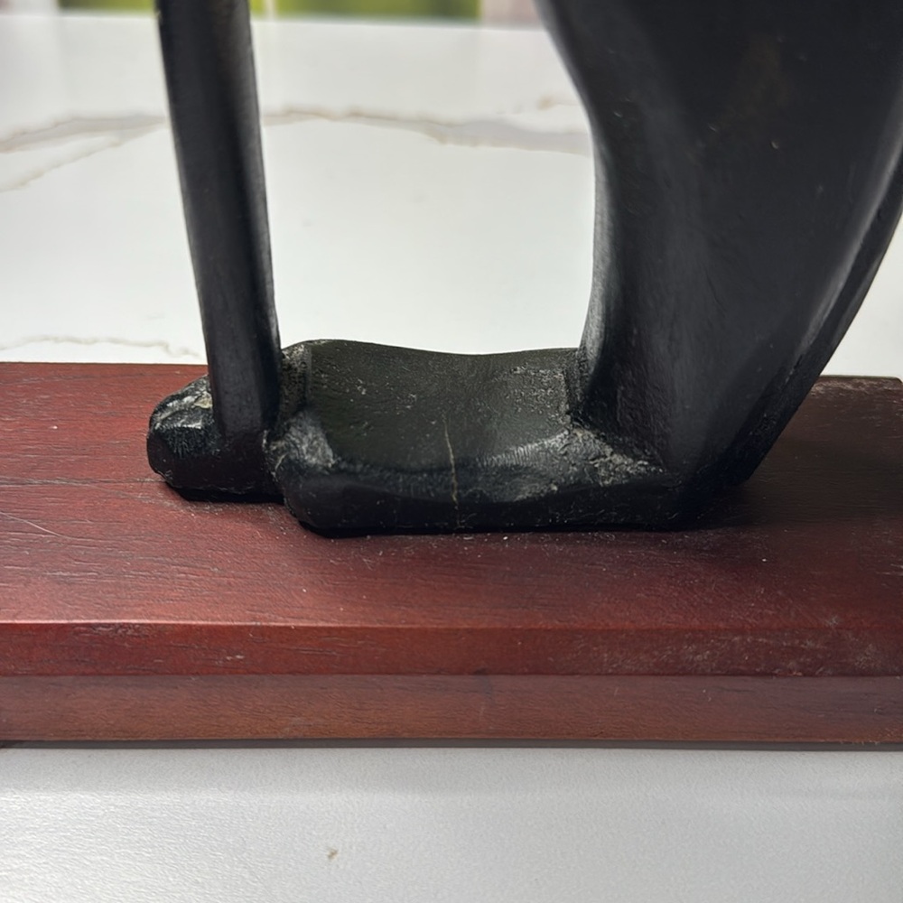 Handcrafted artisan woodentall thin Black Cat Sculpture - Picture 13 of 14